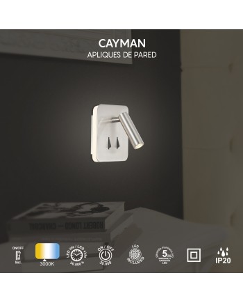 CAYMAN SQ* APLIQUE SATIN NICKEL LECTOR LED 3W+6W 3000K